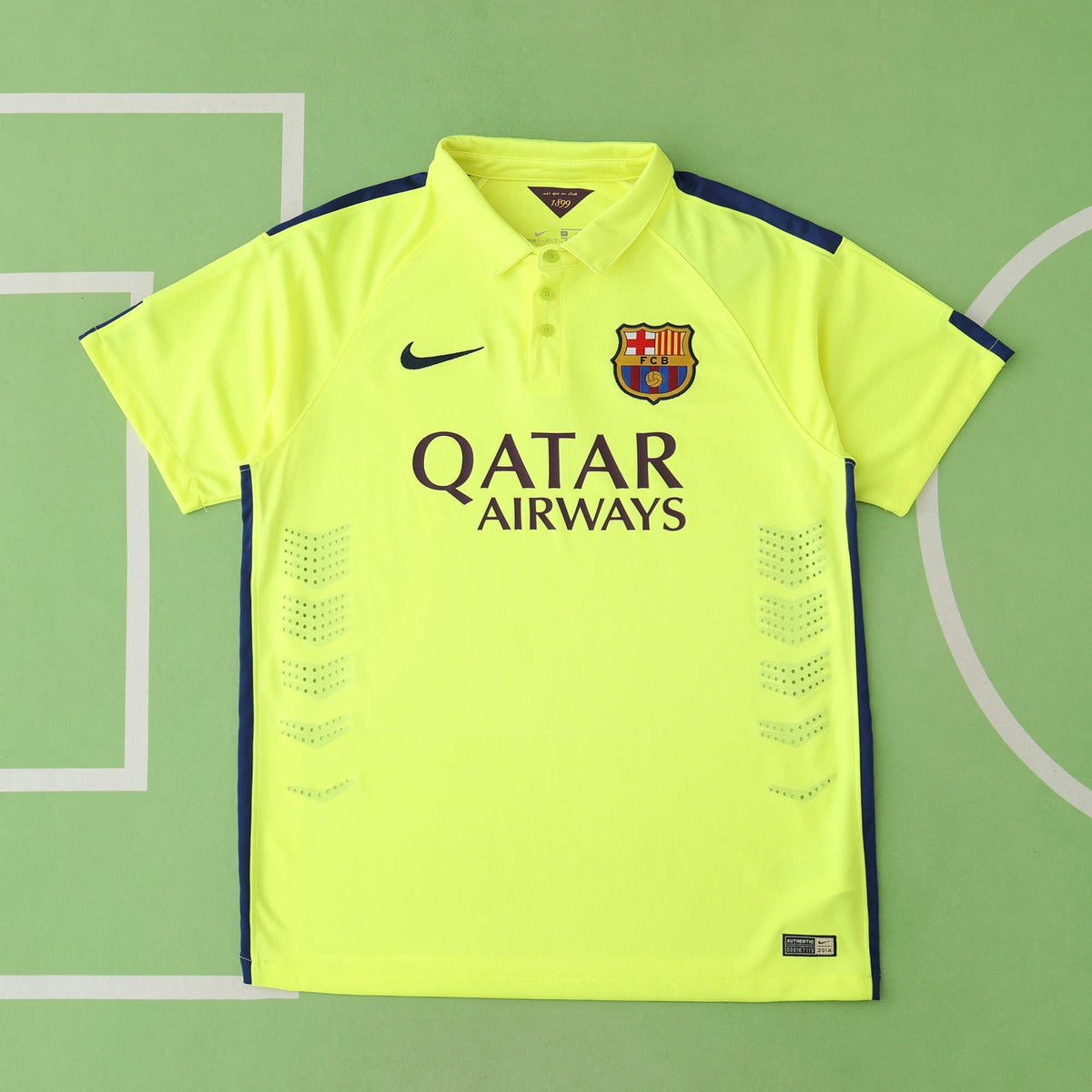 Lionel Messi Barcelona 14/15 Retro Yellow Jersey Maillot Trikot Maglia Soccer Shirt