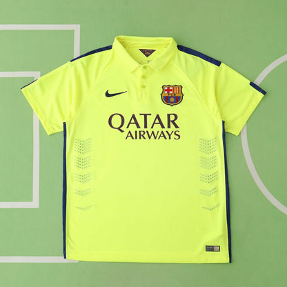 Lionel Messi Barcelona 14/15 Retro Yellow Jersey Maillot Trikot Maglia Soccer Shirt