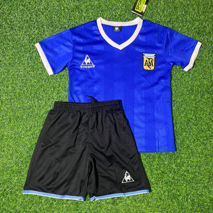 Lionel Messi 10- Argentina Blue Kids Retro Football Jersey Kit