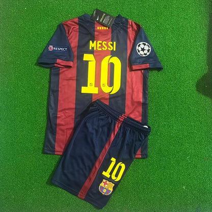 Lionel Messi Barcelona 14/15 Home Kids Kit Jersey for Children – | KinderTrikot | Maillot Enfant Soccer Shirt