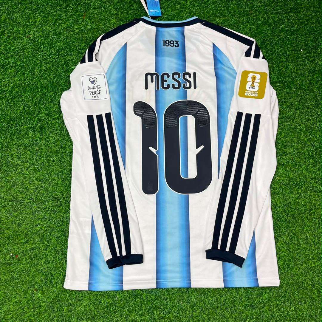 Lionel Messi #10 Argentina 2026 World Cup Home Legacy Patch Long Sleeve Football Jersey