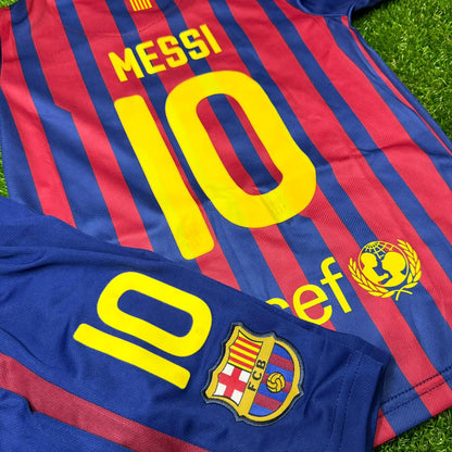 Lionel Messi Barcelona 11/12 Home Kids Kit – Kit Jersey for Children – | KinderTrikot | Maillot Enfant Soccer Shirt