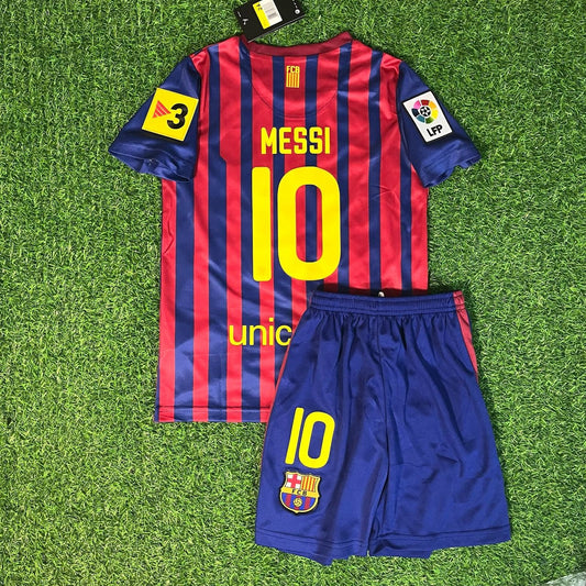 Lionel Messi Barcelona 11/12 Home Kids Kit – Kit Jersey for Children – | KinderTrikot | Maillot Enfant Soccer Shirt