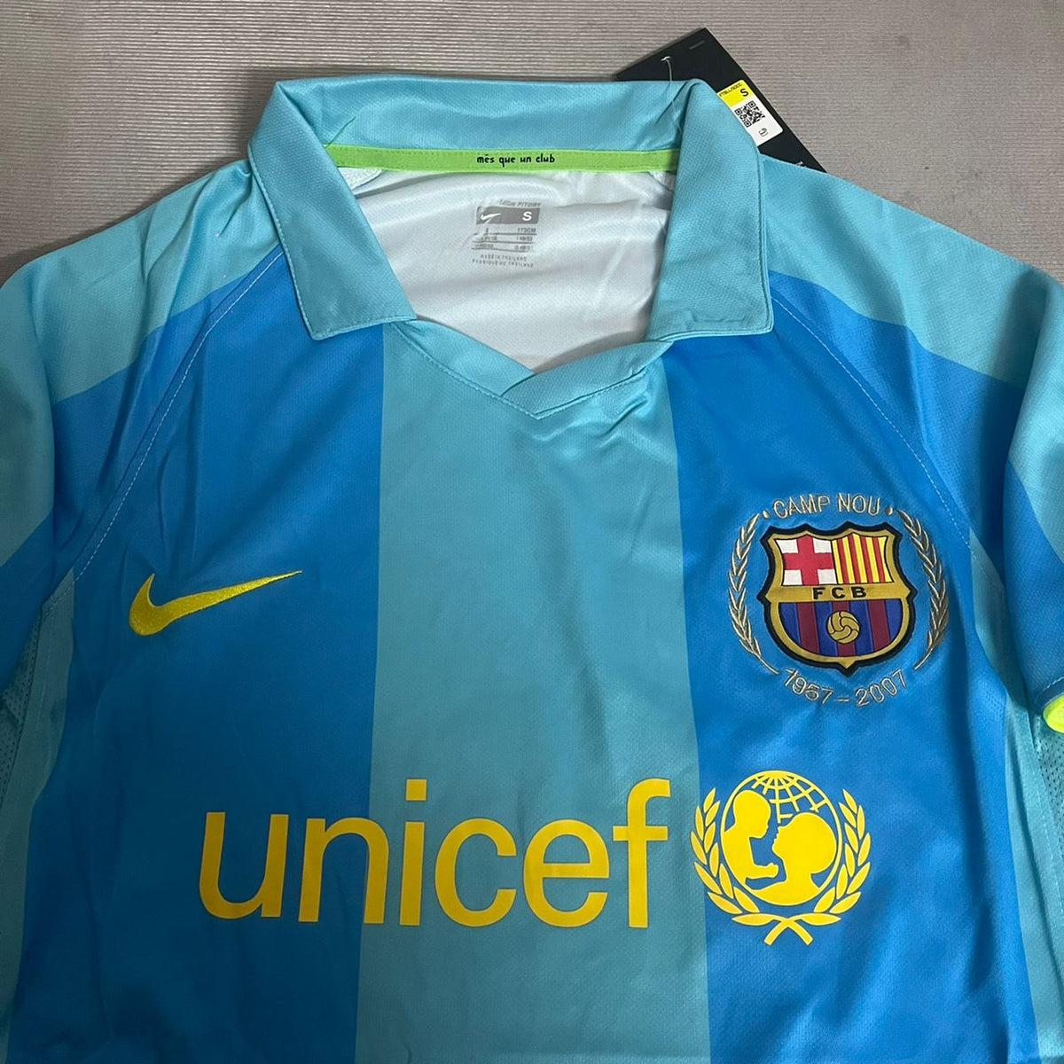 Lionel Messi Barcelona Blue Yellow Number 19 First Debut Retro Jersey Maillot Trikot Maglia Soccer Shirt