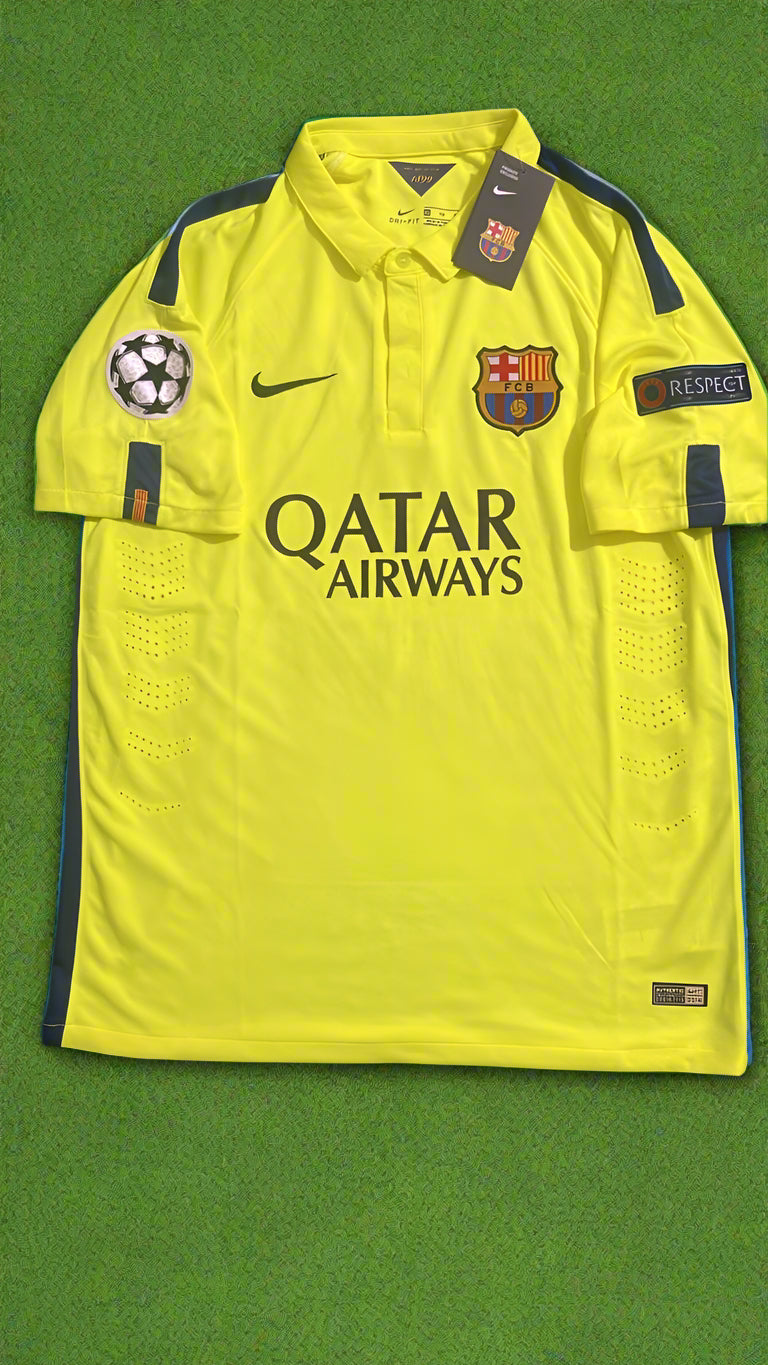Lionel Messi Barcelona 14/15 Retro Yellow Jersey Maillot Trikot Maglia Soccer Shirt