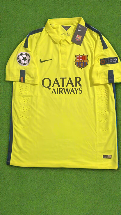 Lionel Messi Barcelona 14/15 Retro Yellow Jersey Maillot Trikot Maglia Soccer Shirt