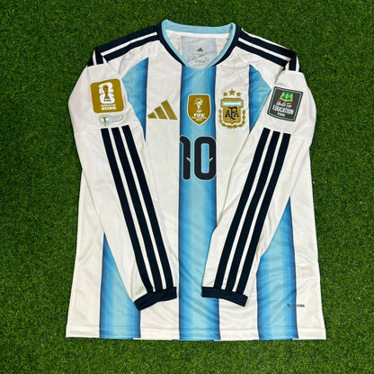 Lionel Messi #10 Argentina 2026 World Cup Home Legacy Patch Long Sleeve Football Jersey