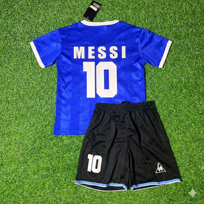 Lionel Messi 10- Argentina Blue Kids Retro Football Jersey Kit