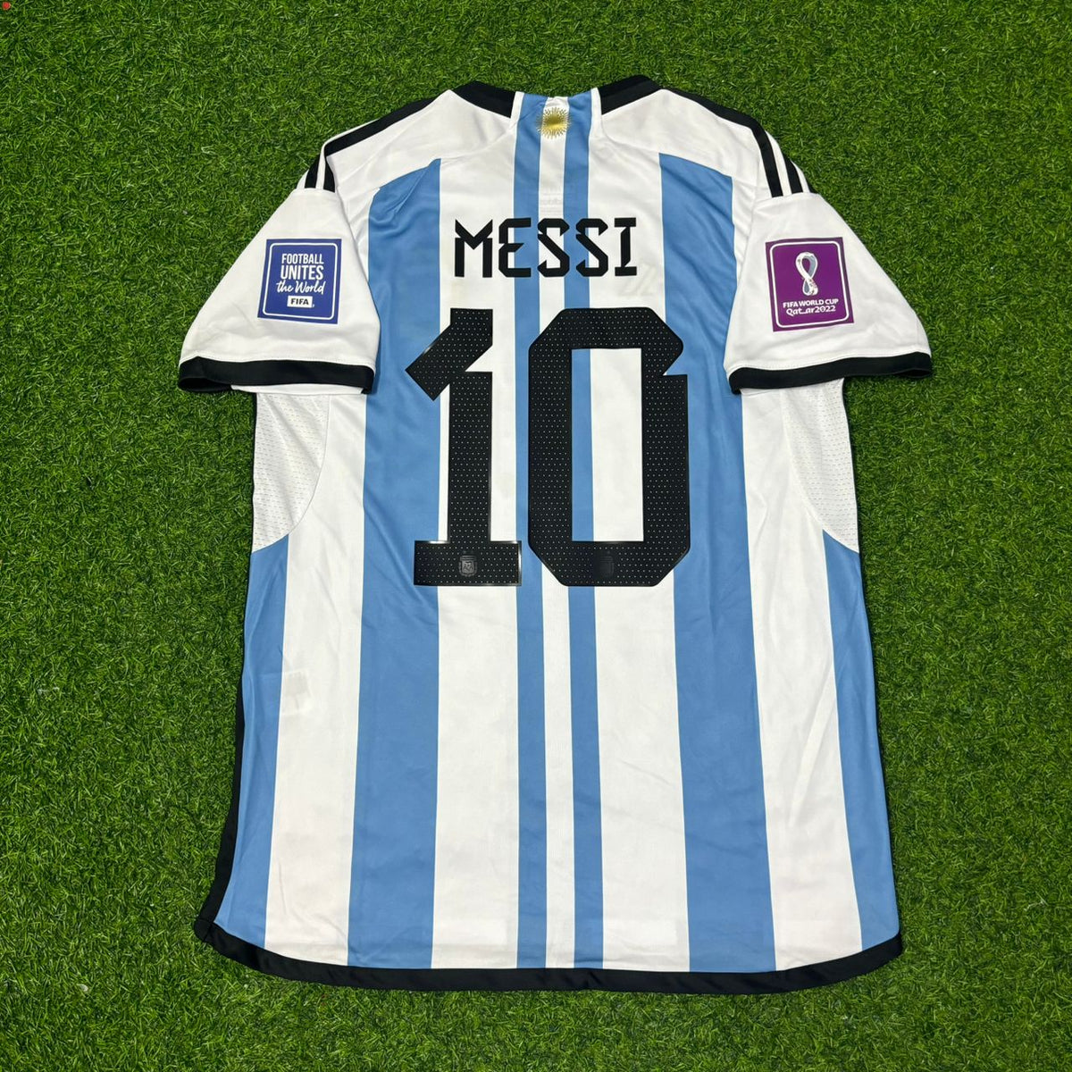 Lionel Messi Argentina 2022 World Cup Final Home Jersey Maillot Trikot Maglia