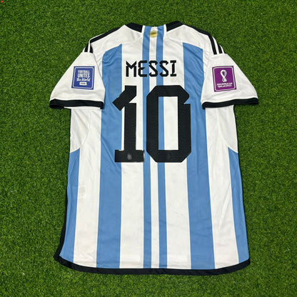 Lionel Messi Argentina 2022 World Cup Final Home Jersey Maillot Trikot Maglia