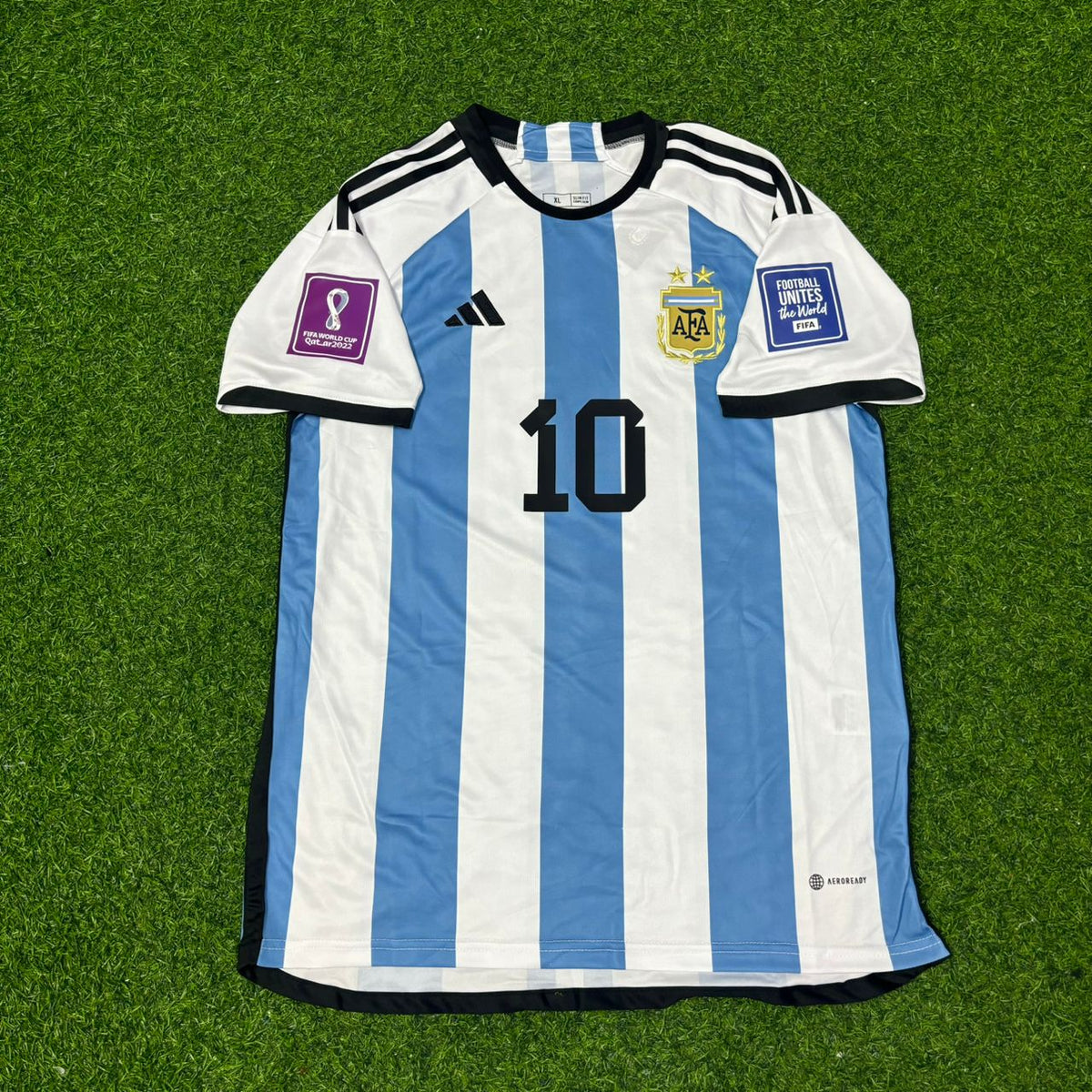 Lionel Messi Argentina 2022 World Cup Final Home Jersey Maillot Trikot Maglia