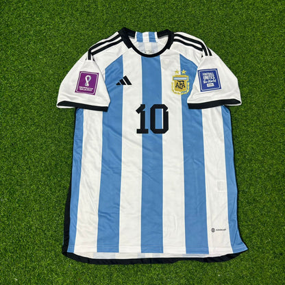 Lionel Messi Argentina 2022 World Cup Final Home Jersey Maillot Trikot Maglia