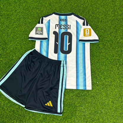 Lionel Messi #10 Argentina 2026 World Cup Home Kids Patch Football Jersey