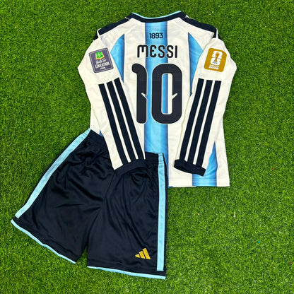 Lionel Messi Argentina 2026 World Cup Kids Long Sleeve Football Jersey Kit