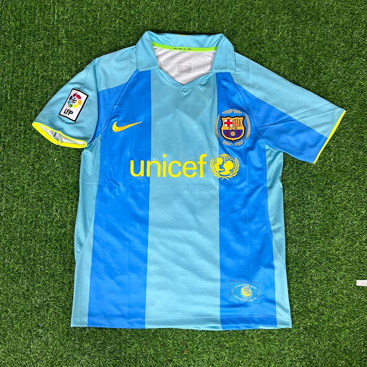 Lionel Messi Barcelona Blue Yellow Number 19 First Debut Retro Jersey Maillot Trikot Maglia Soccer Shirt