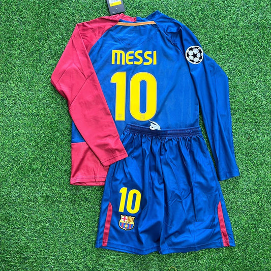 Lionel Messi Barcelona 2009 Final Kids Retro Football Jersey Soccer Kit
