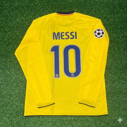 Lionel Messi FC Barcelona 08/09 Season Yellow Away Retro Jersey Trikot Soccer Shirt