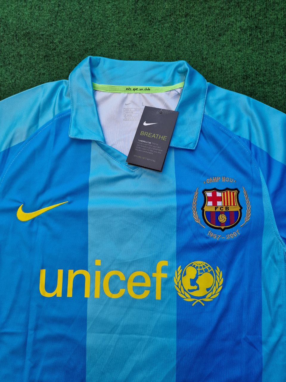 Lionel Messi Barcelona 2007 2008 Light Blue Yellow Number 19 Retro Jersey Maillot Trikot Maglia