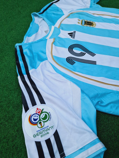 Lionel Messi Argentina 2006 World Cup Retro Soccer Jersey Maillot Trikot Maglia