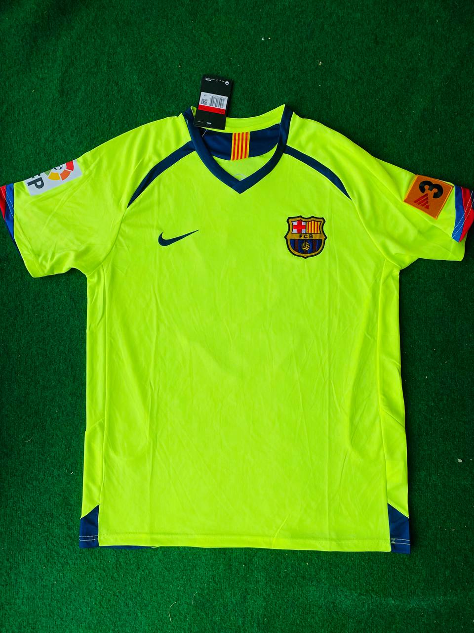 Lionel Messi #30 Barcelona 2005 2006 Green Yellow Retro Jersey Trikot Maillot Soccer Shirt