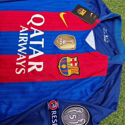 Lionel Messi Barcelona 2016 Special Edition Jersey with World Championship Patch Soccer Jersey